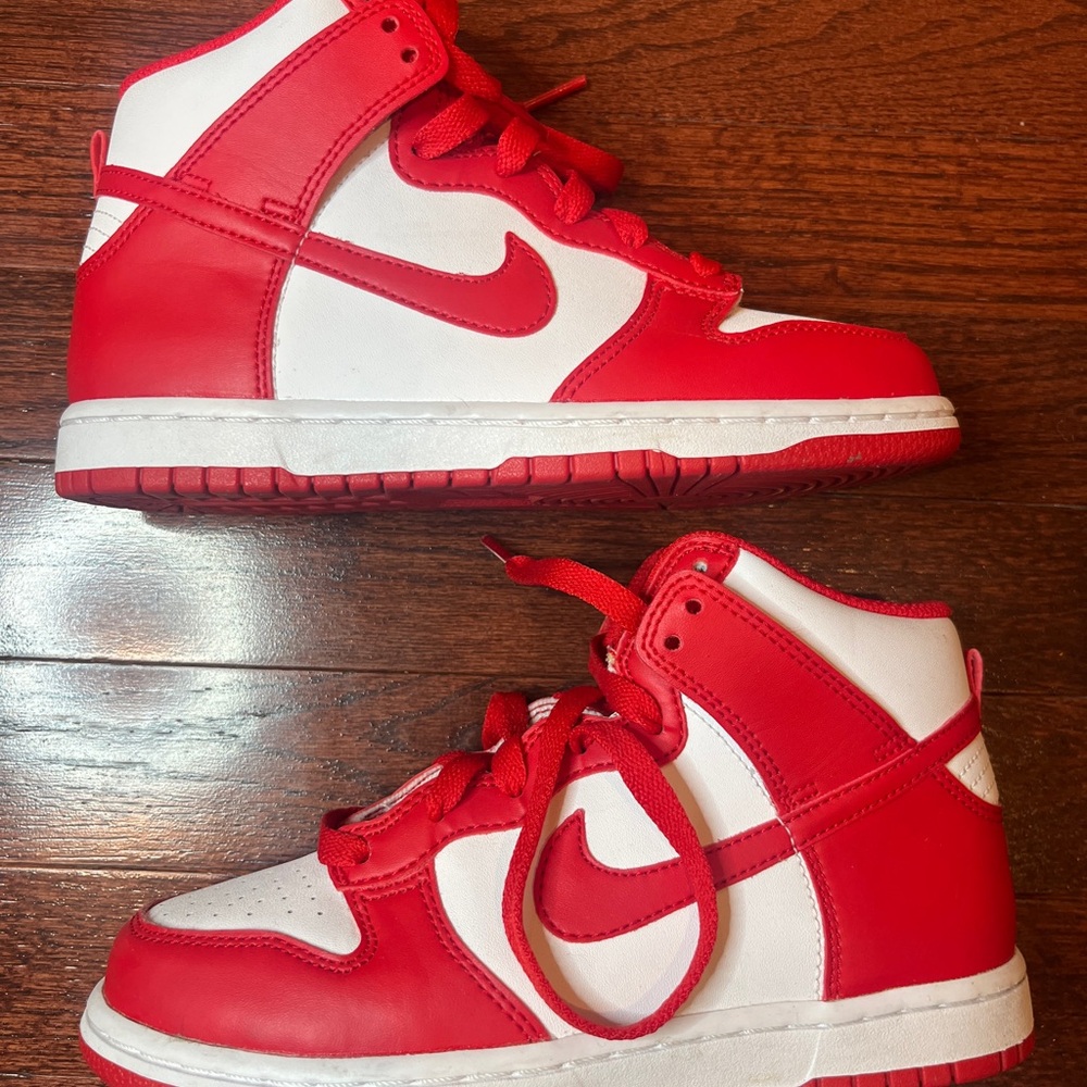 Nike Kids Red and White High-Top Sneakers